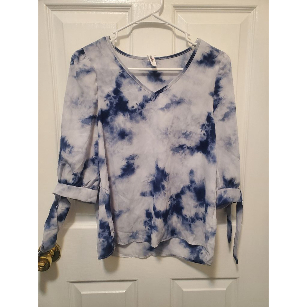 Women's GeeGee Blouse, Small, Blue Tie Dye